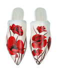 Whispering Poppies Hand-Painted Flat Mules