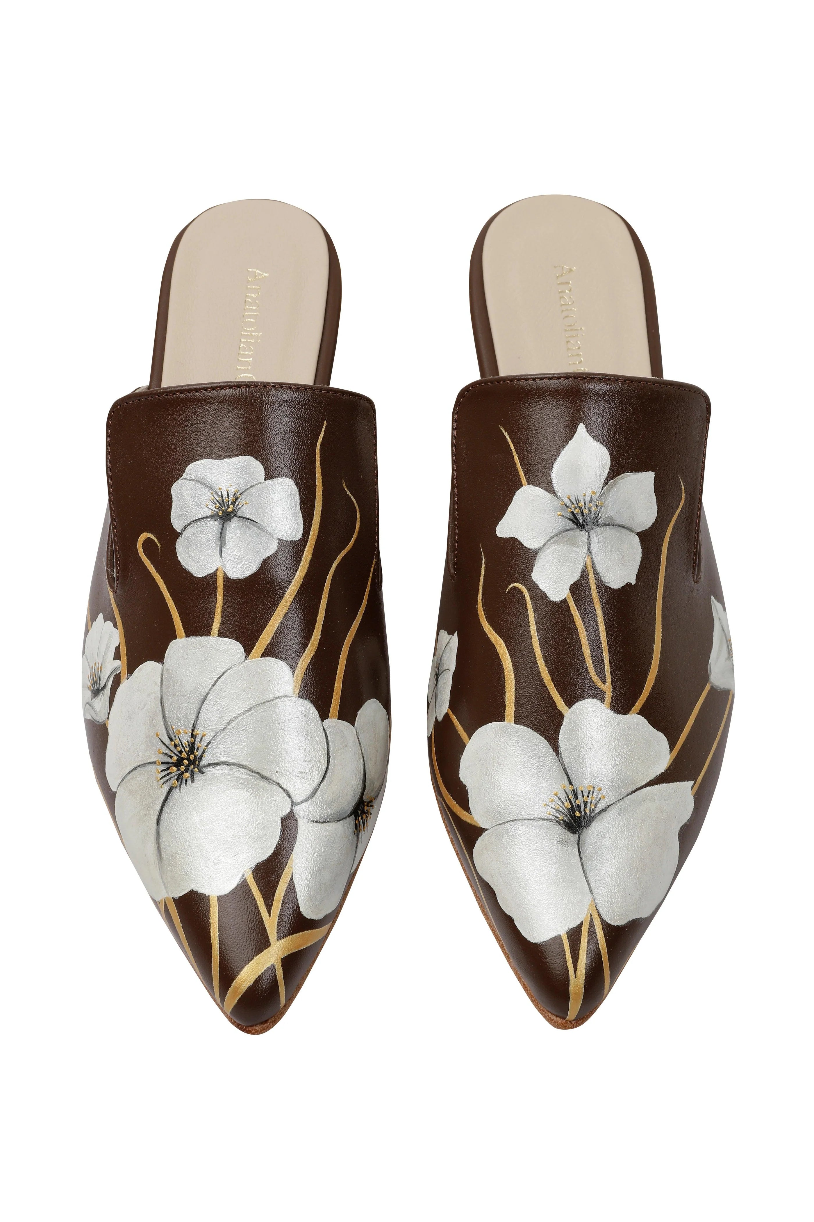 Whispering Poppies Hand-Painted Flat Mules