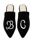 Bespoke Monogrammed Hand-embroidery Flat Mules