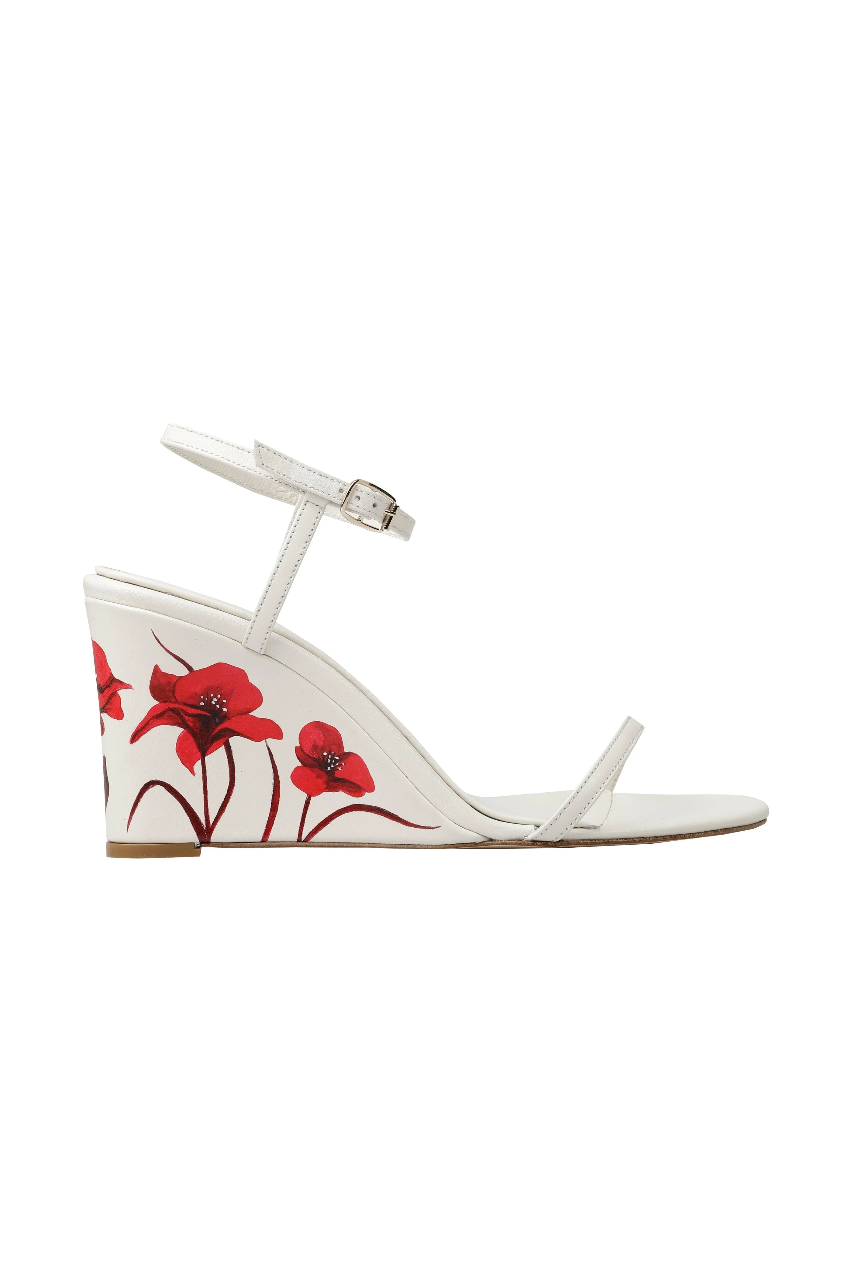 Whispering Poppies Hand-Painted Wedged Sandals