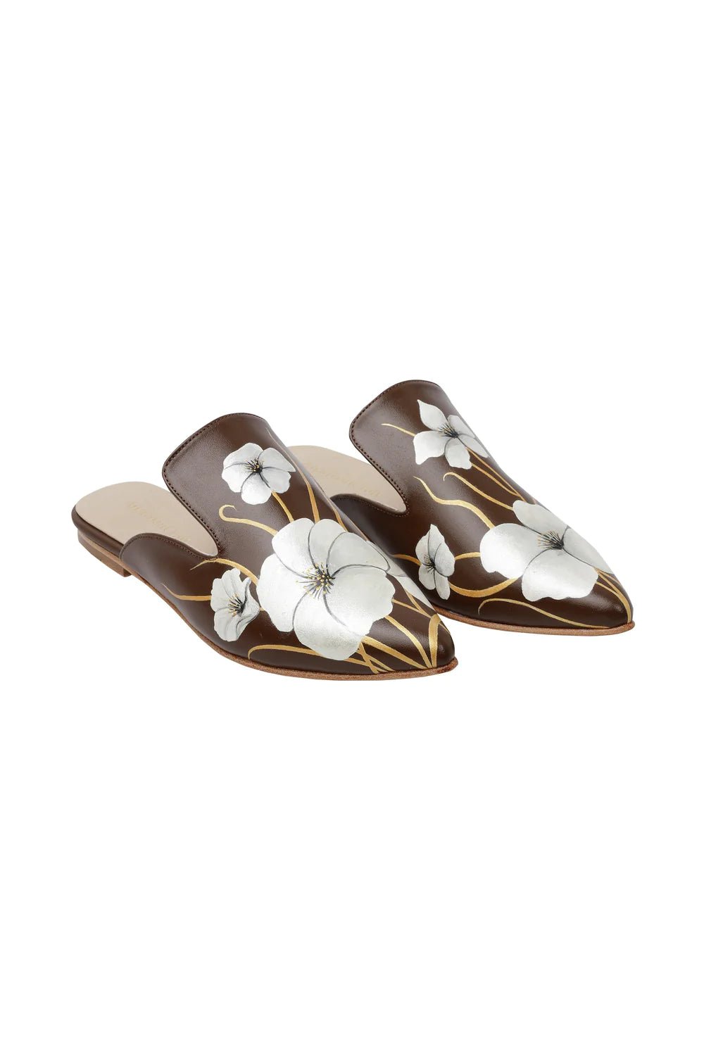 Whispering Poppies Hand-Painted Flat Mules