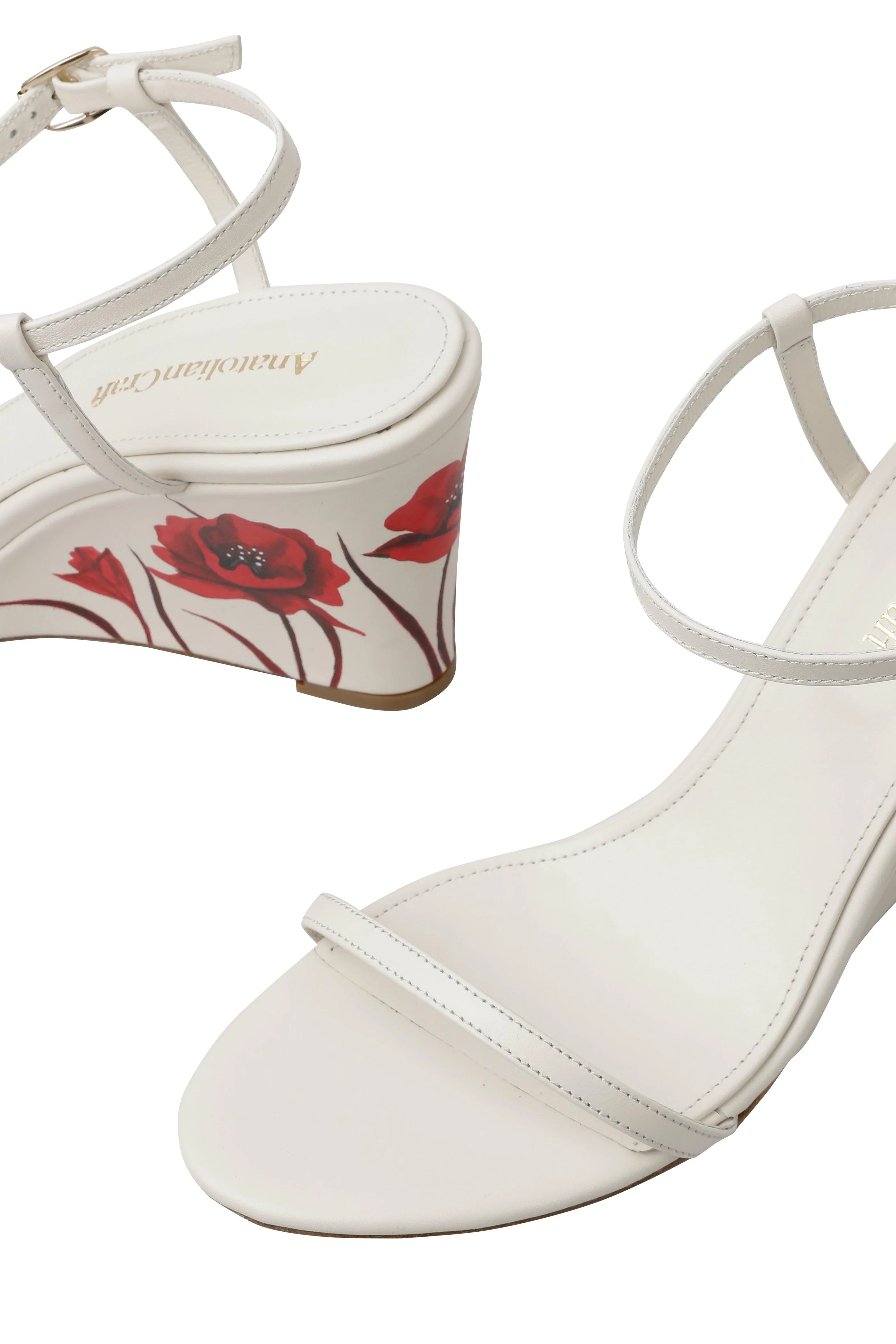 Whispering Poppies Hand-Painted Wedged Sandals