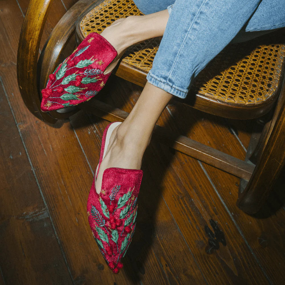 Kokina Hand-embroidery Flat Mules