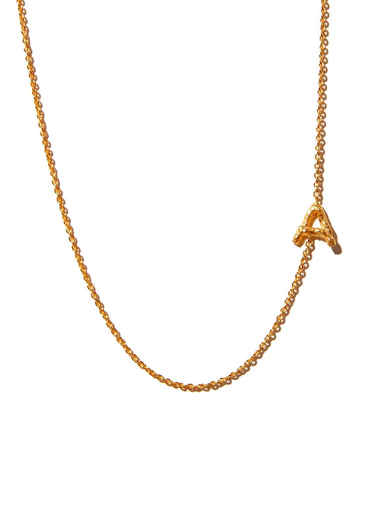 Sideways Alphabet Gold Necklace