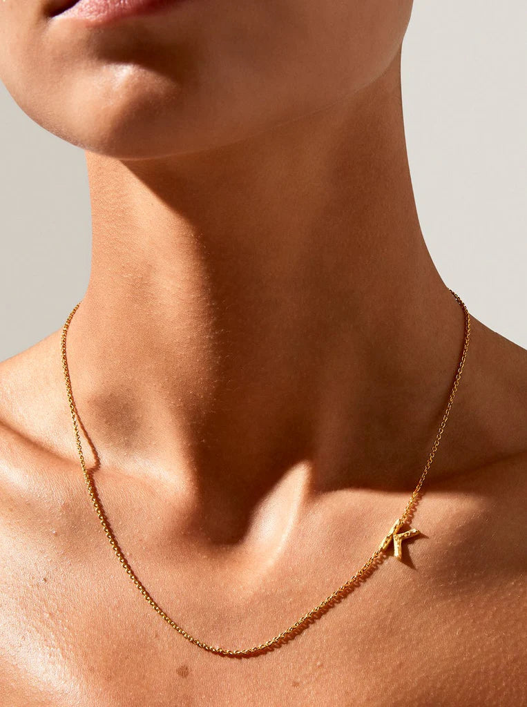 Sideways Alphabet Gold Necklace