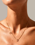 Sideways Double Letter Gold Necklace