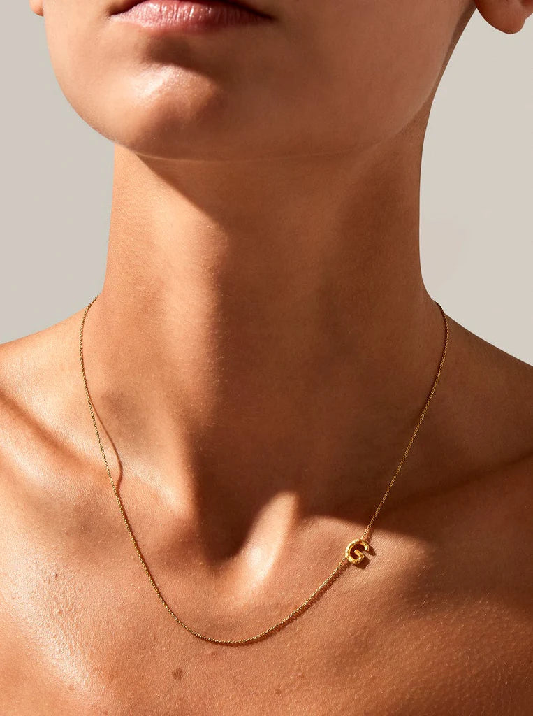 Sideways Alphabet Gold Necklace