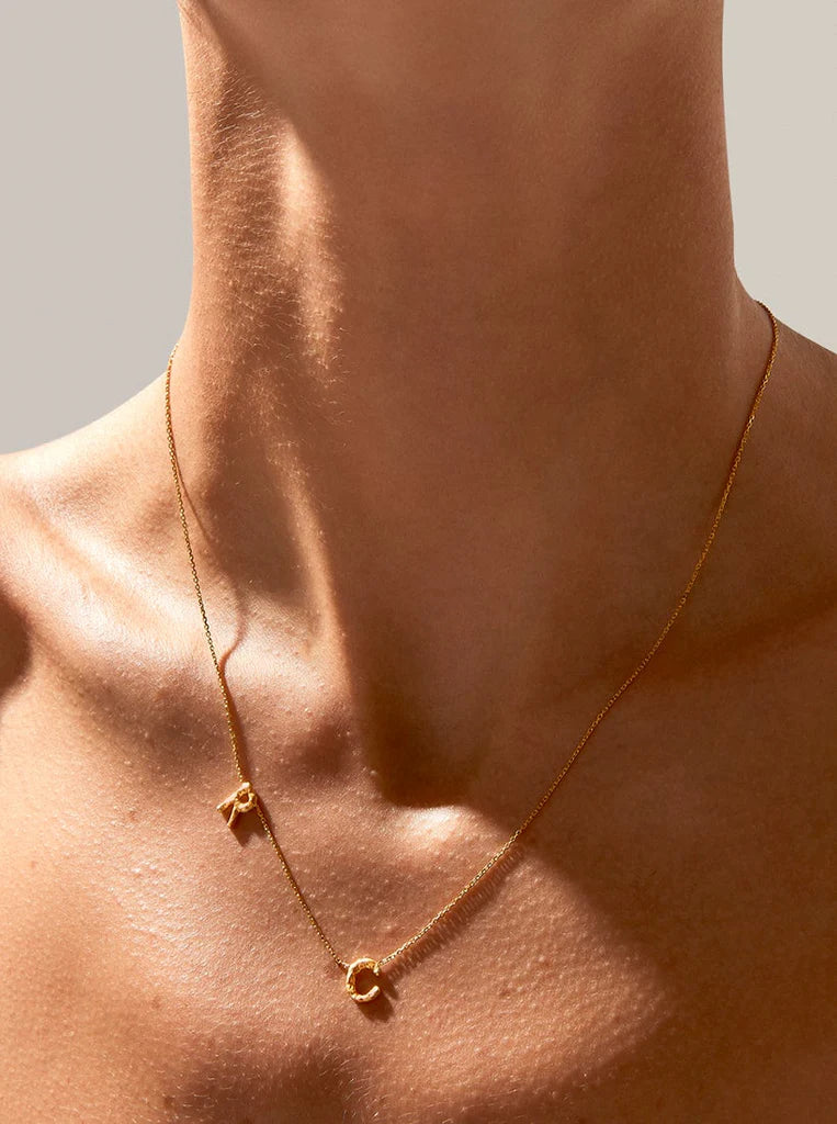 Sideways Double Letter Gold Necklace