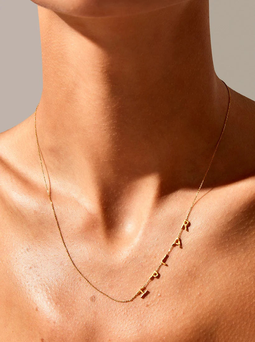 Sideways Name Gold Necklace - S
