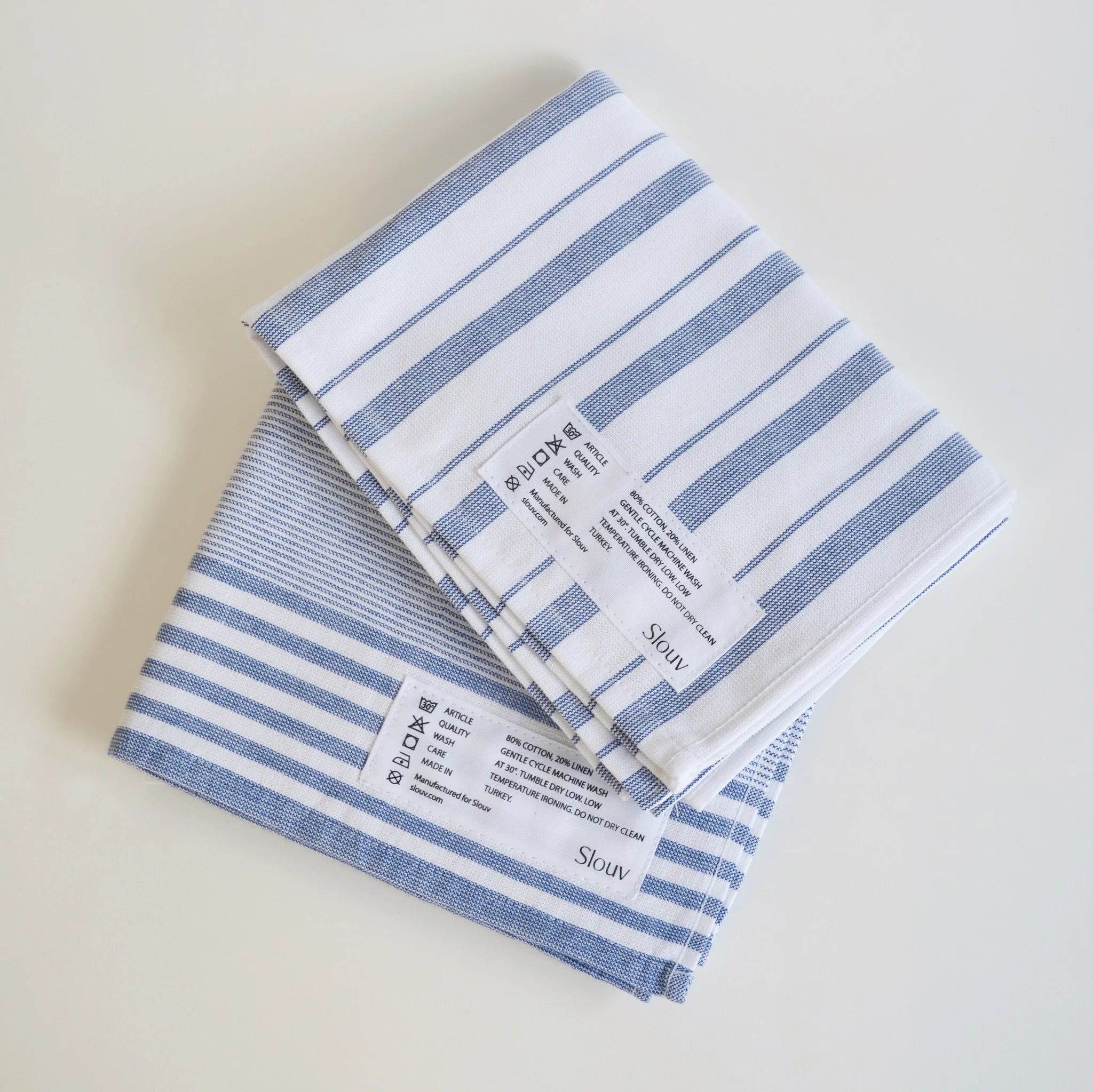 Cotton Kitchen Hand Towels Striped | All Cotton and Linen Navy-White