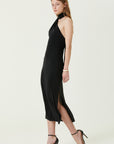 Joana Black Vegan Silk Maxi Dress