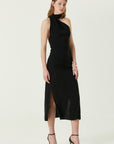 Joana Black Vegan Silk Maxi Dress