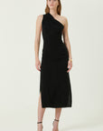 Joana Black Vegan Silk Maxi Dress