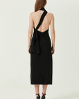 Joana Black Vegan Silk Maxi Dress