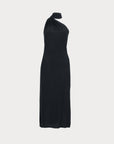 Joana Black Vegan Silk Maxi Dress