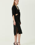 Mavis Black Vegan Silk Midi Dress