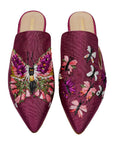 Madame Butterfly Hand-embroidery Flat Mules