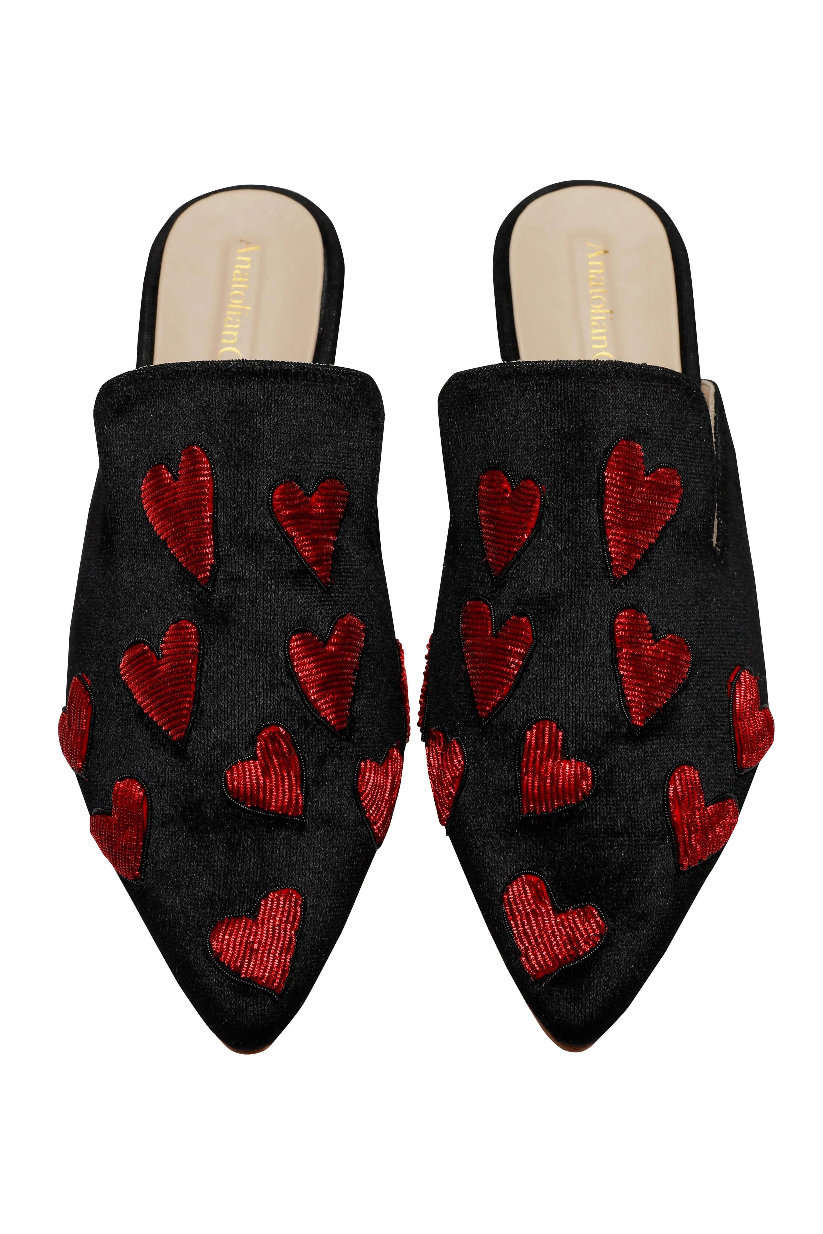 Mon Amour Hand-embroidery Flat Mules