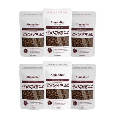 Raw Whole Almonds Set of 6 - 220 gr