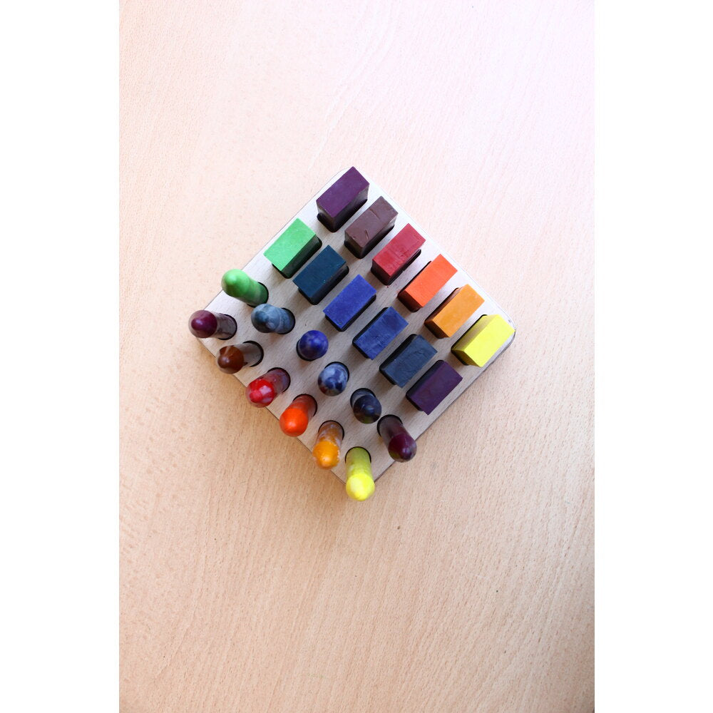 Beeswax Pastel and Crayon Set of 24 with Beech Stand