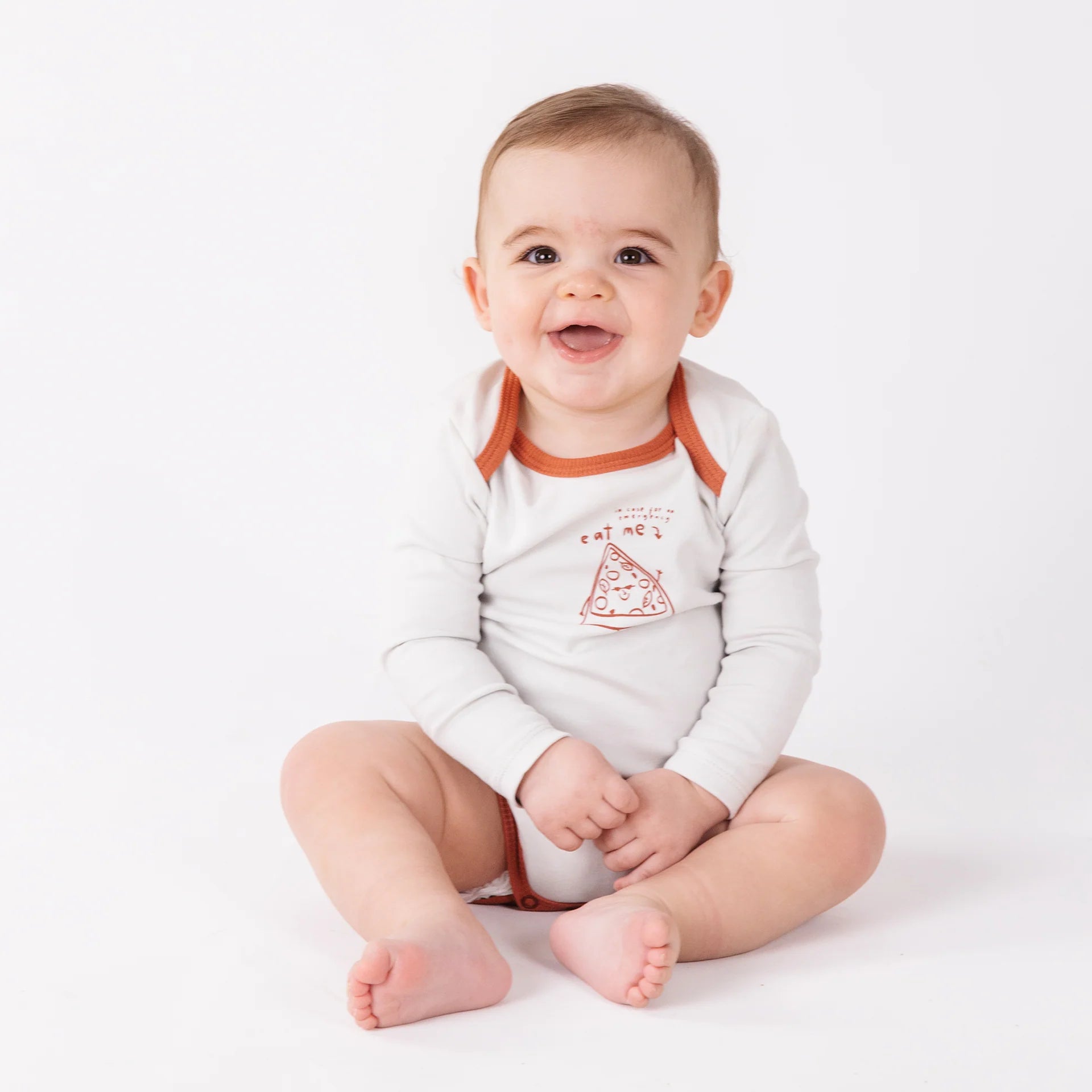 Envelope Long Sleeve Organic Cotton Onesie with Contrast