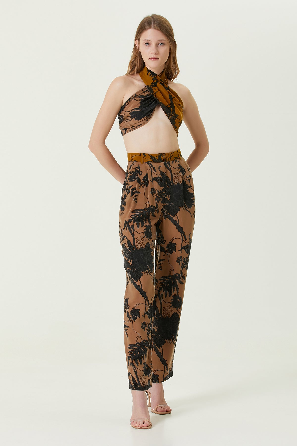 Floral Mix Print Neutral Roslin Trousers