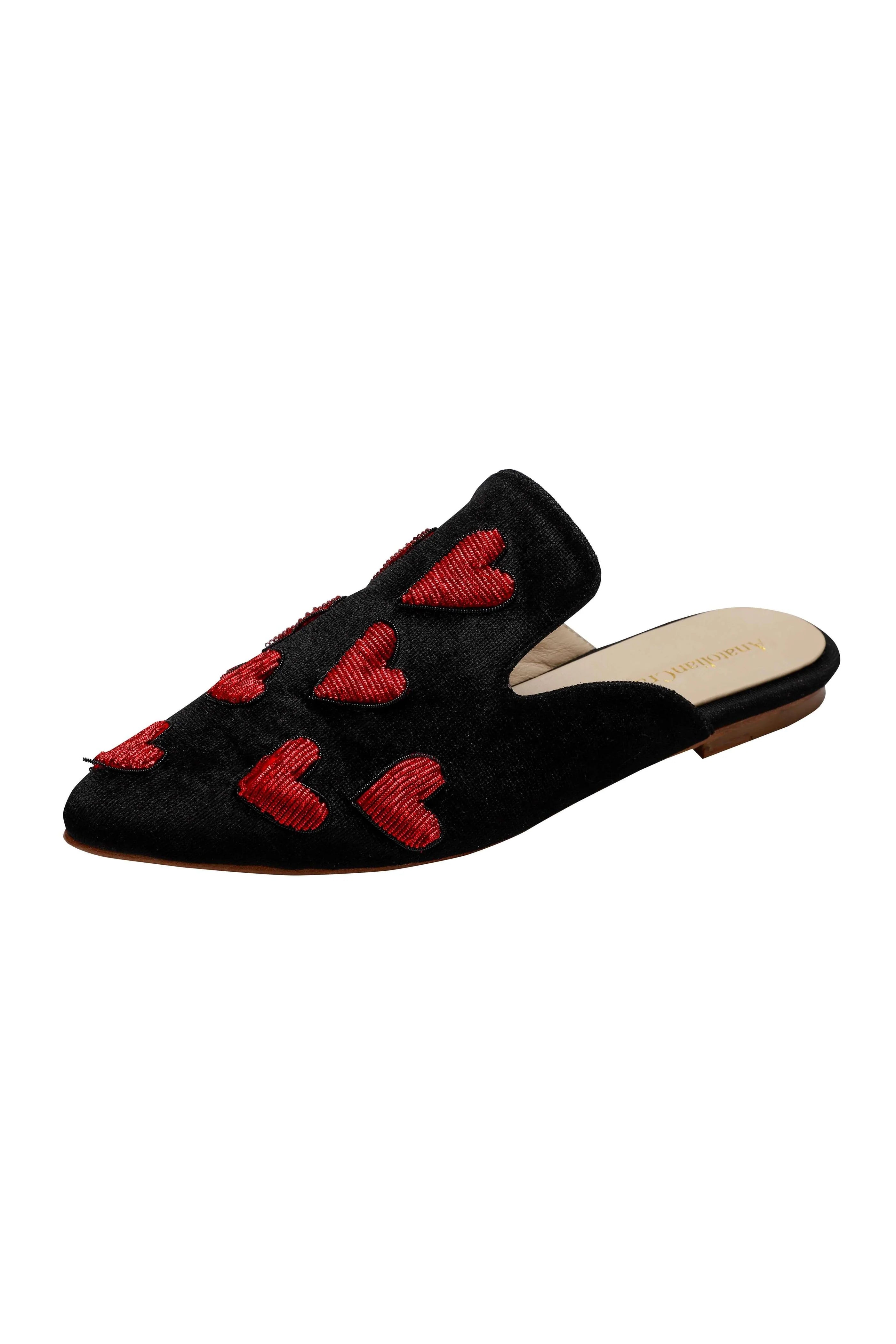 Mon Amour Hand-embroidery Flat Mules