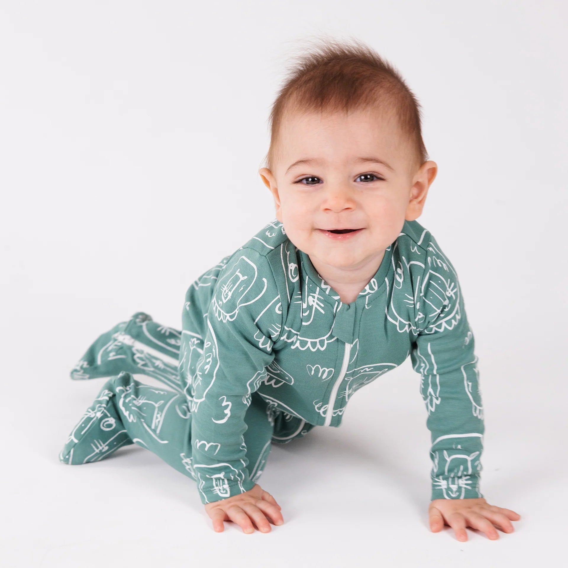 Zip Organic Cotton Jumpsuit - Deep Green