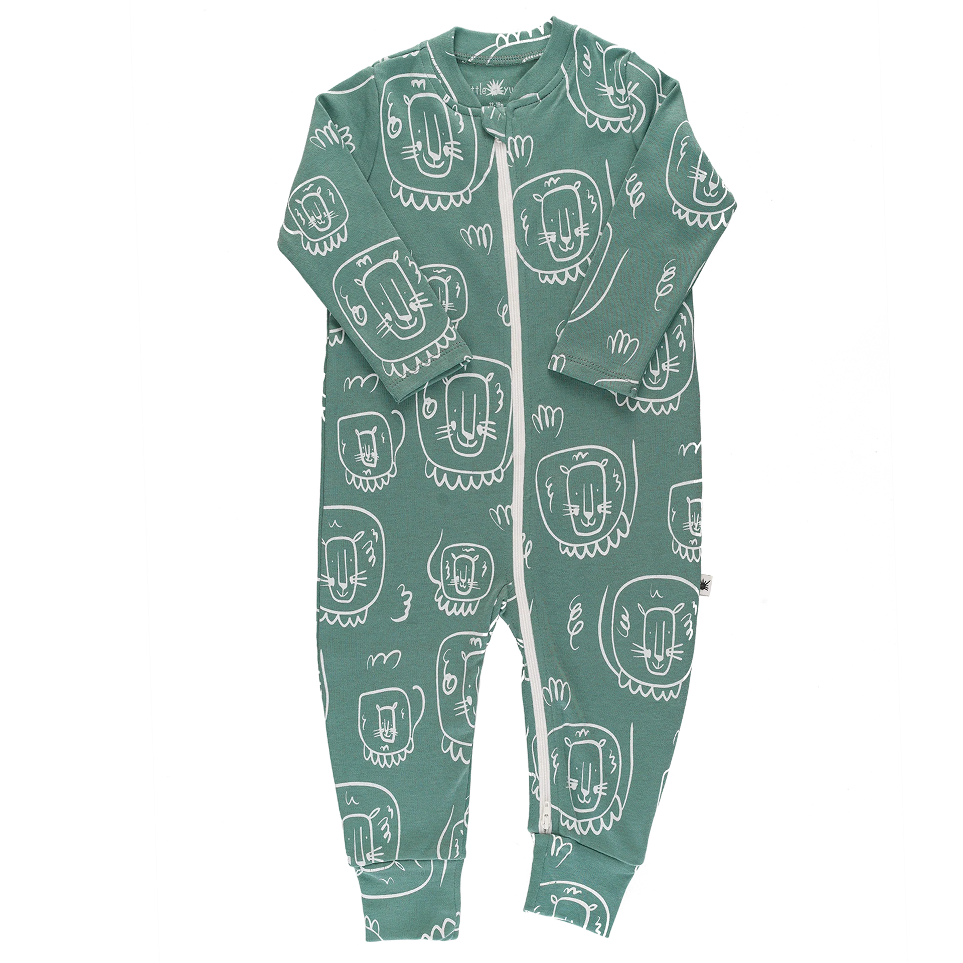 Zip Organic Cotton Jumpsuit - Deep Green