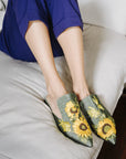 Sunflower Song Hand-embroidery Flat Mules