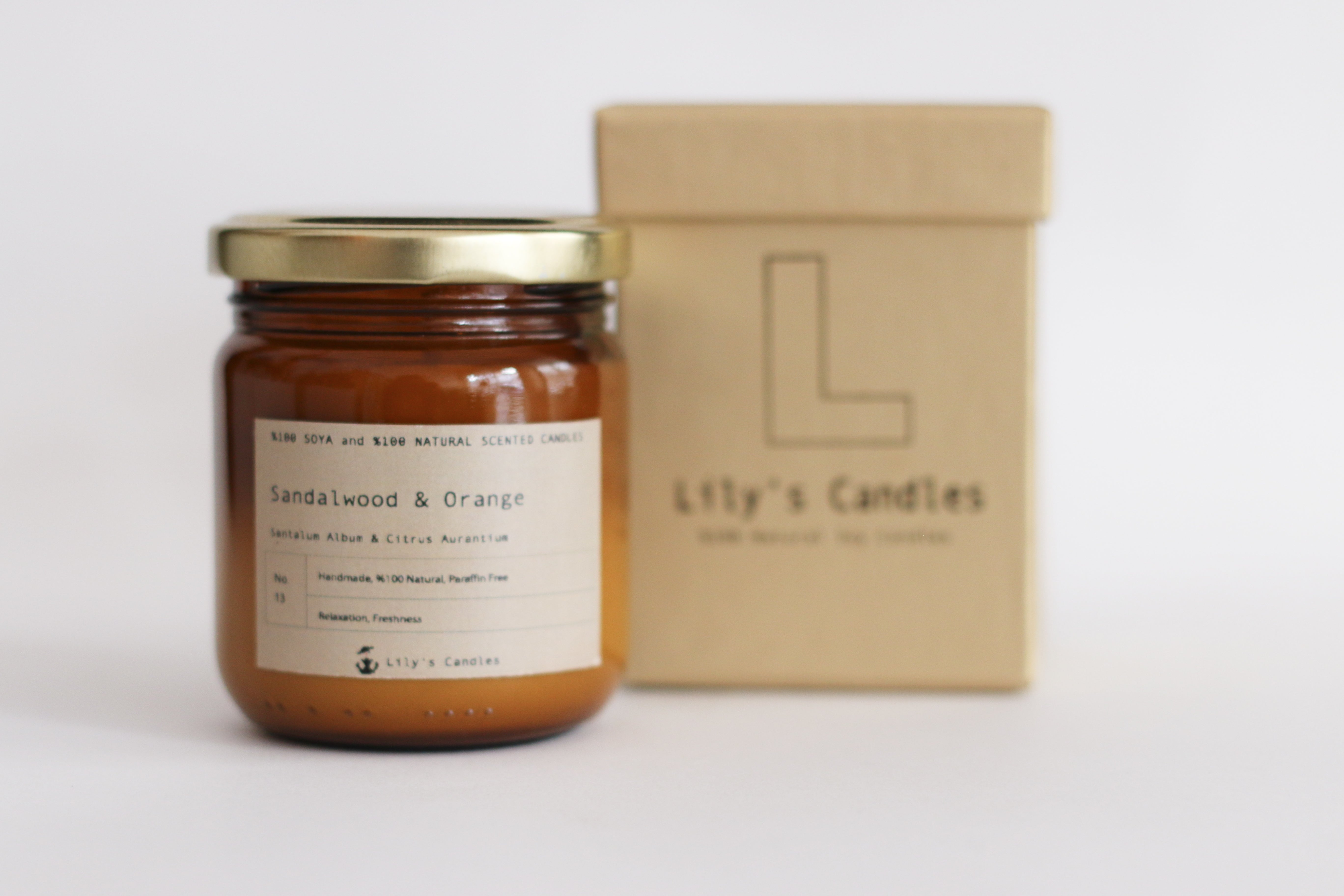 Sandalwood &amp; Orange Glass - %100 Natural Soy Candle