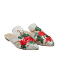 Cyclamen Hand-embroidery Flat Mules