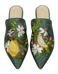 Citrus Blossom Hand-embroidery Flat Mules