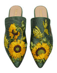 Sunflower Song Hand-embroidery Flat Mules