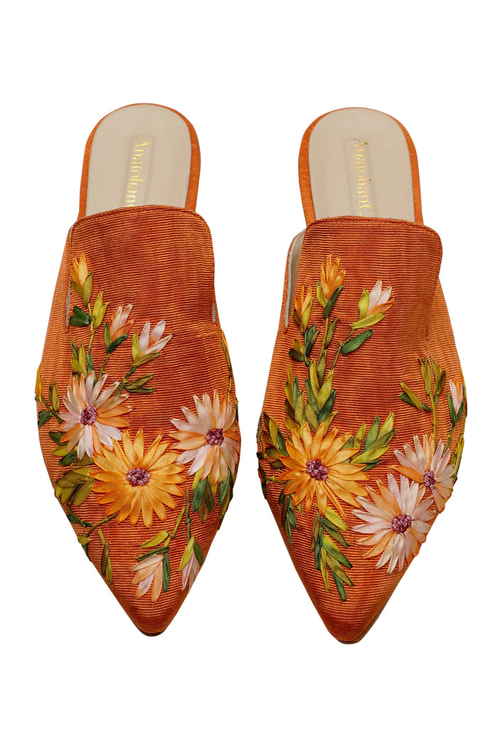 Sunkissed Hand-embroidery Flat Mules