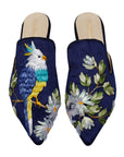 Bird of Paradise Hand-embroidery Flat Mules