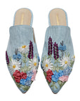 Blooming Bliss Hand-embroidery Flat Mules