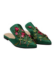 Rosebud Hand-embroidery Flat Mules