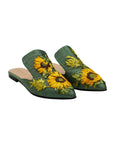 Sunflower Song Hand-embroidery Flat Mules