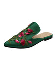 Rosebud Hand-embroidery Flat Mules