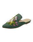 Citrus Blossom Hand-embroidery Flat Mules