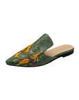 Mimosian Blossom Hand-embroidery Flat Mules