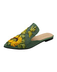 Sunflower Song Hand-embroidery Flat Mules