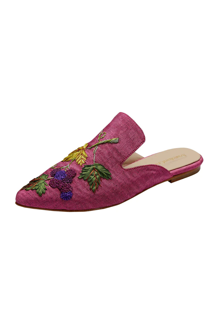 Grape Harvest Hand-embroidery Flat Mules