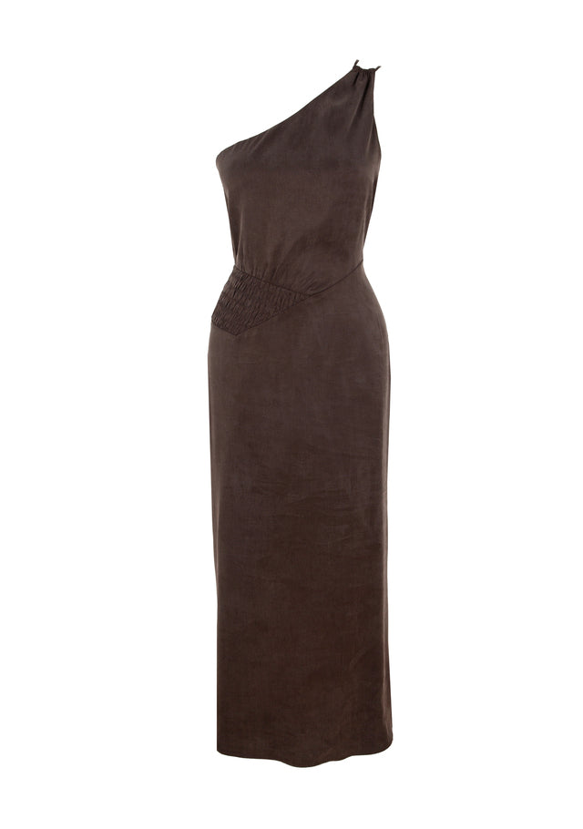 oasis brown dress Oasis Brown Ruched Halter Neck Mini Dress - US 14
