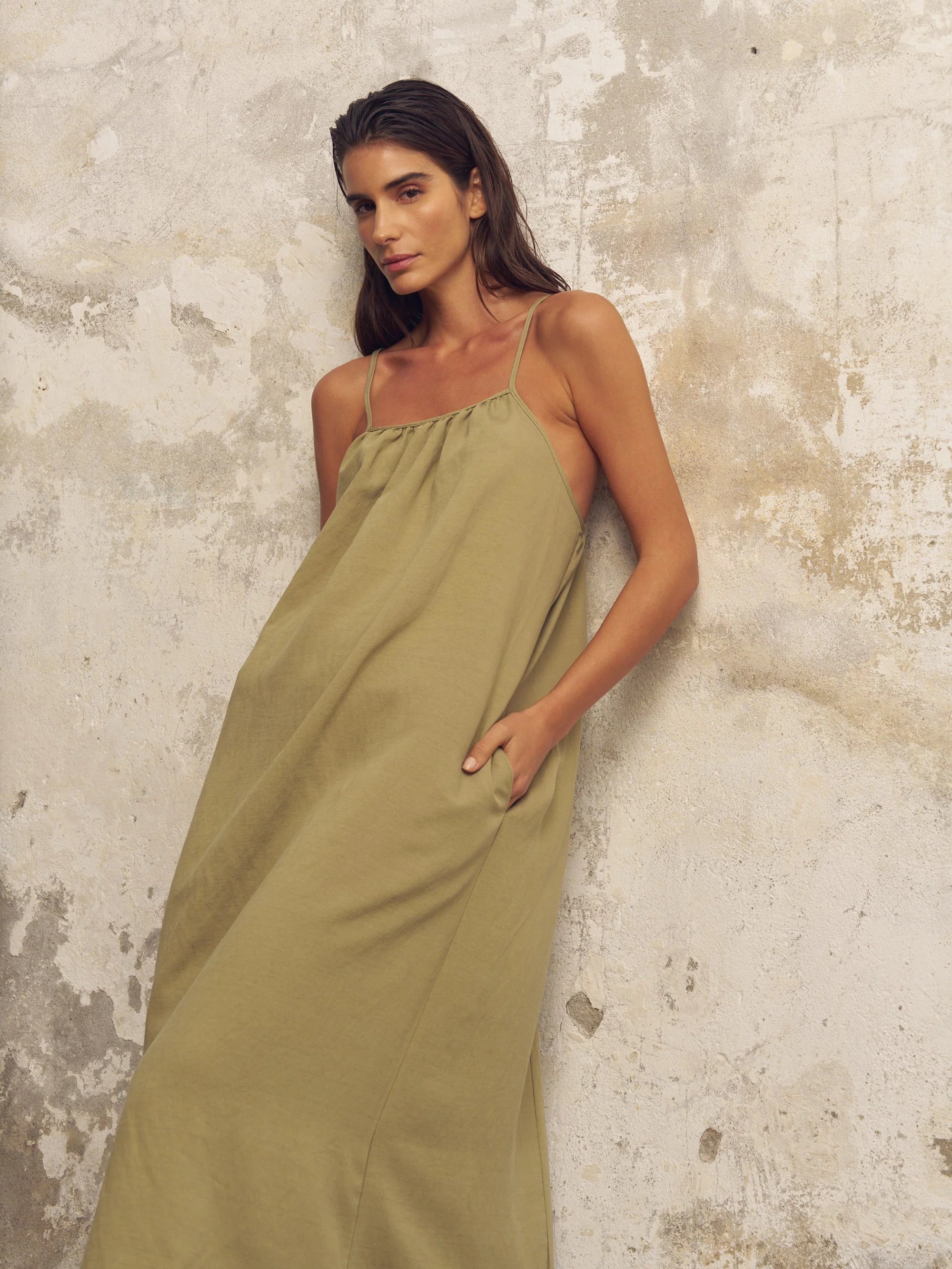 bliss silk dress Cotton and silk long dress Bliss with palm print