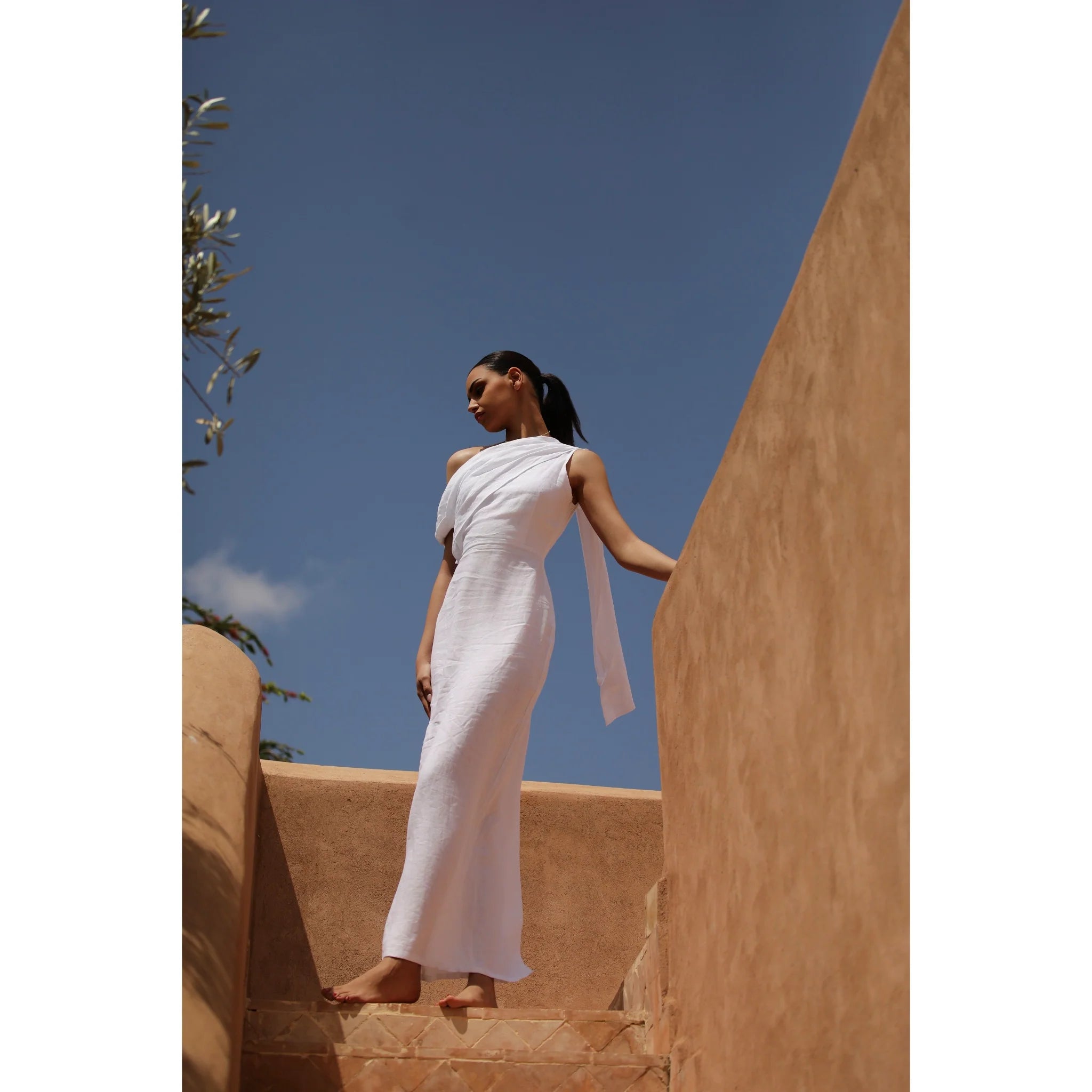 linen dress luxury Coastalina Linen Petal of Luxury Long-Sleeve Short Dress
