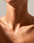 Sideways Double Letter Gold Necklace