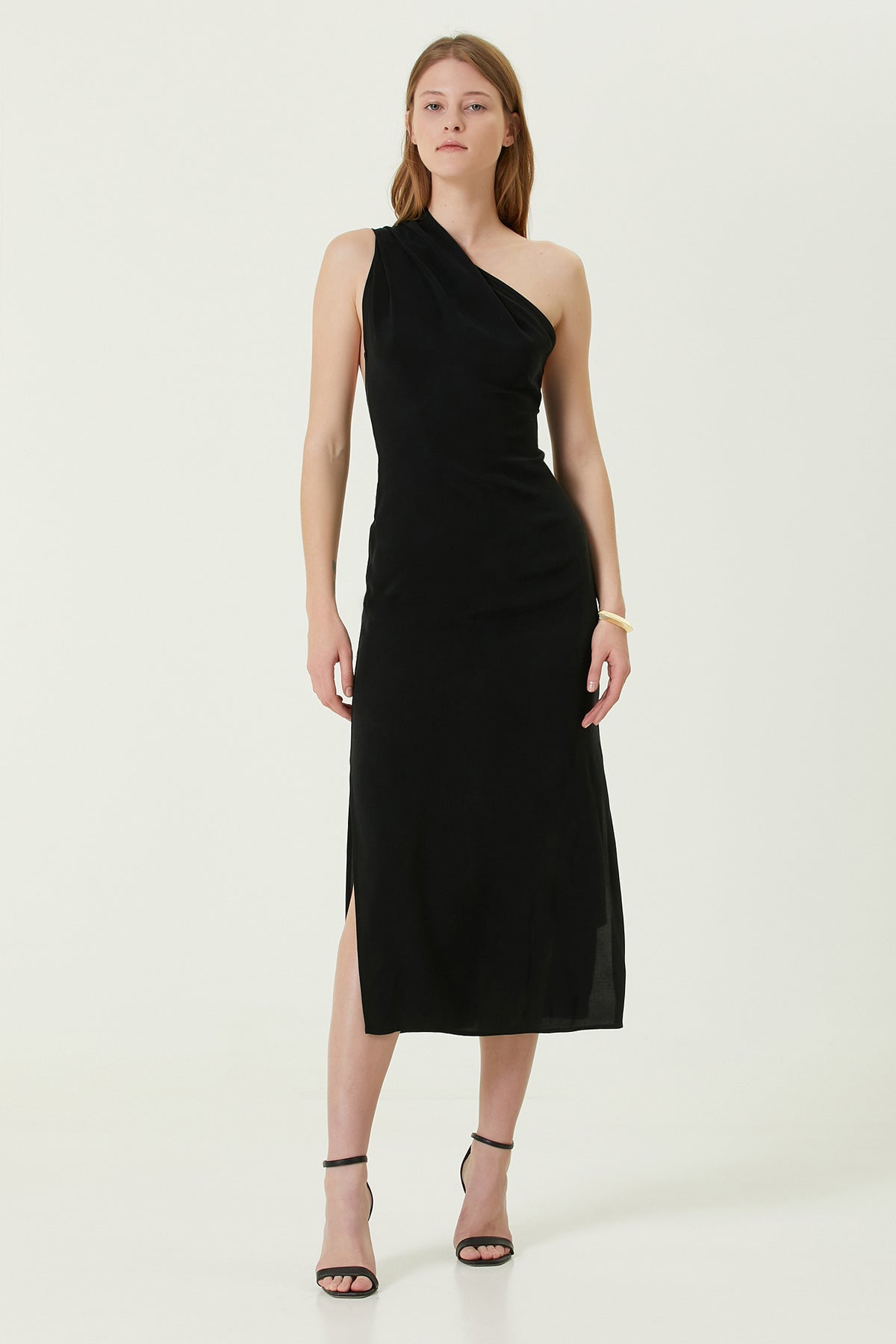 Joana Black Vegan Silk Maxi Dress