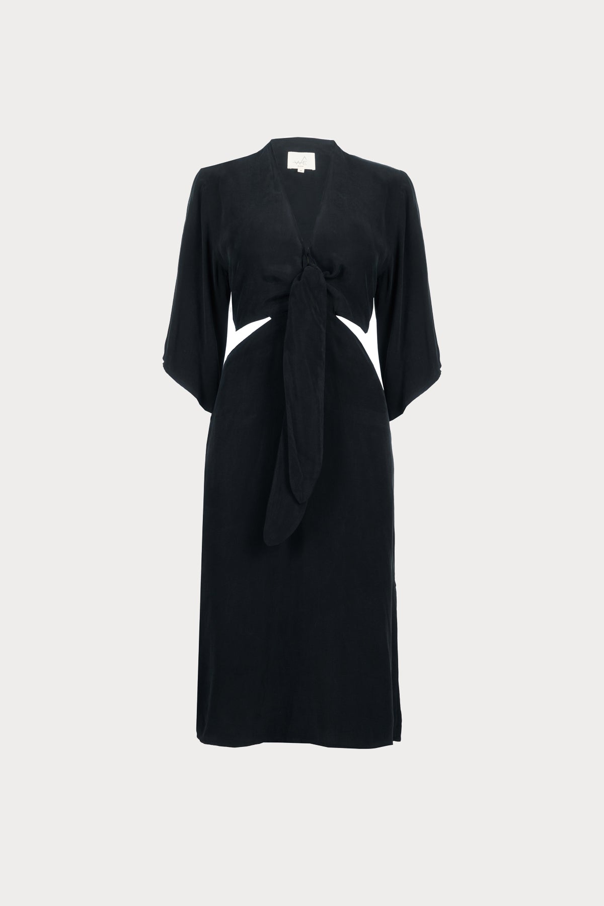 Mavis Black Vegan Silk Midi Dress
